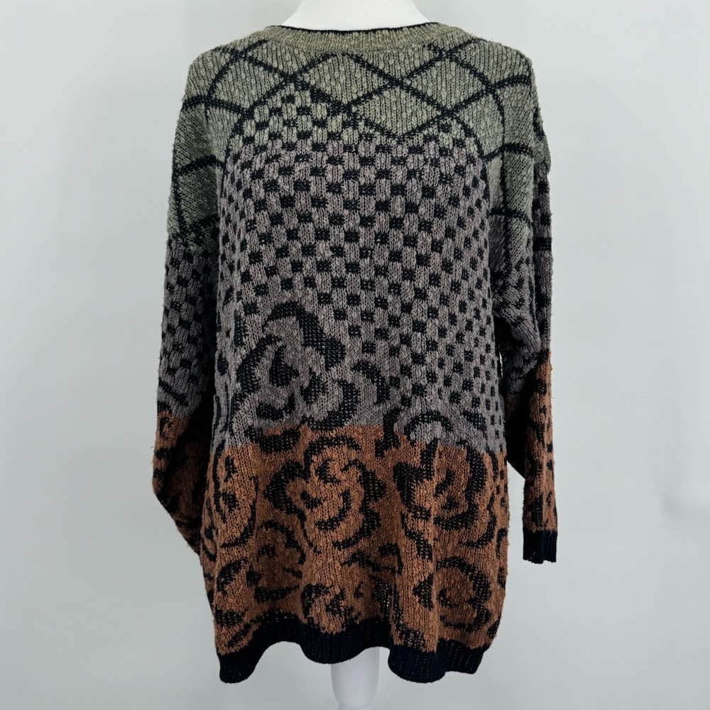Vintage JEANNE PIERRE Graphic Knit Women’s Sweater | Geometric Floral | Size L